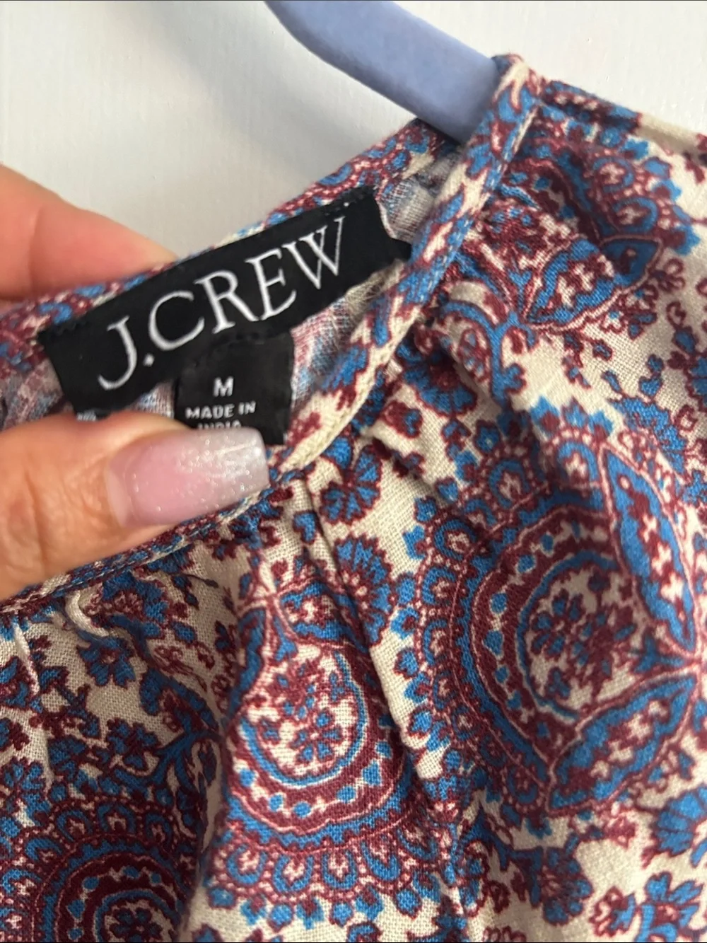 J.Crew Paisley Print Blouse in Cream, Blue and Burgundy